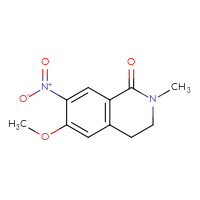Chemical structure of 6-methoxy-2-methyl-7-nitro-1,2,3,4-tetrahydroisoquinolin-1-one - CSSB20504706383