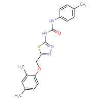 Chemical structure of 3-{5-[(2,4-dimethylphenoxy)methyl]-1,3,4-thiadiazol-2-yl}-1-(4-methylphenyl)urea - CSSB00121611592