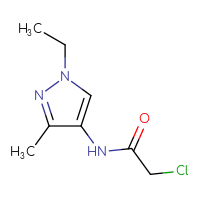 Chemical structure of 2-chloro-N-(1-ethyl-3-methyl-1H-pyrazol-4-yl)acetamide - CSSB00010142303
