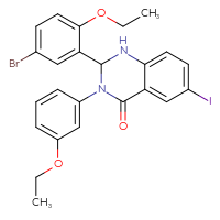 Chemical structure of 2-(5-bromo-2-ethoxyphenyl)-3-(3-ethoxyphenyl)-6-iodo-1,2,3,4-tetrahydroquinazolin-4-one - CSSB00121678068