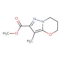 Chemical structure of methyl 3-methyl-5H,6H,7H-pyrazolo[3,2-b][1,3]oxazine-2-carboxylate - CSSB00030085845
