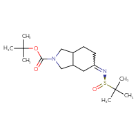 Chemical structure of tert-butyl 5-{[(R)-2-methylpropane-2-sulfinyl]imino}-octahydro-1H-isoindole-2-carboxylate - CSSB21332858637