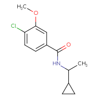 Chemical structure of 4-chloro-N-(1-cyclopropylethyl)-3-methoxybenzamide - CSSB00953813978