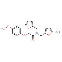 Chemical structure of N-[(furan-2-yl)methyl]-2-(4-methoxyphenoxy)-N-[(5-methylfuran-2-yl)methyl]acetamide - CSSB00027512120