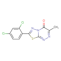Chemical structure of 7-(2,4-dichlorophenyl)-3-methyl-4H-[1,3,4]thiadiazolo[2,3-c][1,2,4]triazin-4-one - CSSB00121637147