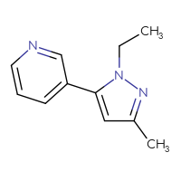 Chemical structure of 3-(1-ethyl-3-methyl-1H-pyrazol-5-yl)pyridine - CSSB00103307591