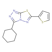 Chemical structure of 3-cyclohexyl-6-(thiophen-2-yl)-[1,2,4]triazolo[3,4-b][1,3,4]thiadiazole - CSSB00121618588
