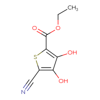 Chemical structure of ethyl 5-cyano-3,4-dihydroxythiophene-2-carboxylate - CSSB00010261070