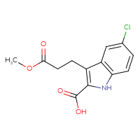 Chemical structure of 5-chloro-3-(3-methoxy-3-oxopropyl)-1H-indole-2-carboxylic acid - CSSB21043308358