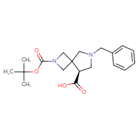 Chemical structure of (8S)-6-benzyl-2-[(tert-butoxy)carbonyl]-2,6-diazaspiro[3.4]octane-8-carboxylic acid - CSSB02125901383