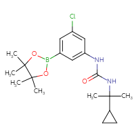 Chemical structure of 1-[3-chloro-5-(4,4,5,5-tetramethyl-1,3,2-dioxaborolan-2-yl)phenyl]-3-(2-cyclopropylpropan-2-yl)urea - CSSB21245996675