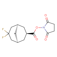 Chemical structure of 2,5-dioxopyrrolidin-1-yl (1R,3s,5S)-7,7-difluorobicyclo[3.3.1]nonane-3-carboxylate - CSSB20270437449