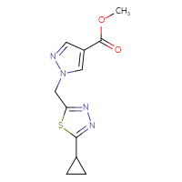 Chemical structure of methyl 1-[(5-cyclopropyl-1,3,4-thiadiazol-2-yl)methyl]-1H-pyrazole-4-carboxylate - CSSB01673585027