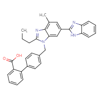 Chemical structure of 4'-{[6-(1H-1,3-benzodiazol-2-yl)-4-methyl-2-propyl-1H-1,3-benzodiazol-1-yl]methyl}-[1,1'-biphenyl]-2-carboxylic acid - CSSB00020587885