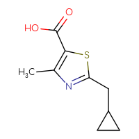 Chemical structure of 2-(cyclopropylmethyl)-4-methyl-1,3-thiazole-5-carboxylic acid - CSSB00000763594