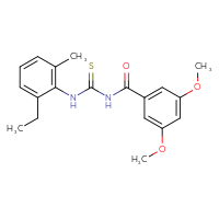 Chemical structure of 1-(3,5-dimethoxybenzoyl)-3-(2-ethyl-6-methylphenyl)thiourea - CSSB00121654685