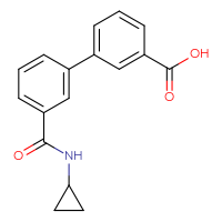 Chemical structure of 3'-(cyclopropylcarbamoyl)-[1,1'-biphenyl]-3-carboxylic acid - CSSB06633778169