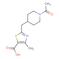 Chemical structure of 2-[(1-acetylpiperidin-4-yl)methyl]-4-methyl-1,3-thiazole-5-carboxylic acid - CSSB01279830060