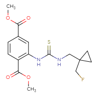 Chemical structure of 1,4-dimethyl 2-[({[1-(fluoromethyl)cyclopropyl]methyl}carbamothioyl)amino]benzene-1,4-dicarboxylate - CSSB21432497934