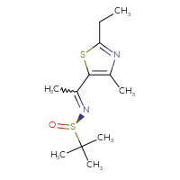 Chemical structure of (R)-N-[1-(2-ethyl-4-methyl-1,3-thiazol-5-yl)ethylidene]-2-methylpropane-2-sulfinamide - CSSB21331612500