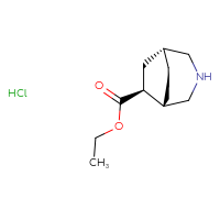 Chemical structure of ethyl (1R,5S,6S)-3-azabicyclo[3.2.2]nonane-6-carboxylate hydrochloride - CSSB21474534471