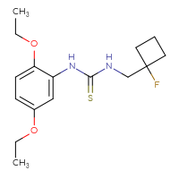 Chemical structure of 1-(2,5-diethoxyphenyl)-3-[(1-fluorocyclobutyl)methyl]thiourea - CSSB01039331113