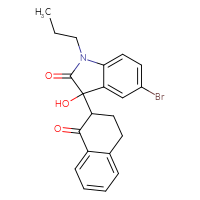 Chemical structure of 5-bromo-3-hydroxy-3-(1-oxo-1,2,3,4-tetrahydronaphthalen-2-yl)-1-propyl-2,3-dihydro-1H-indol-2-one - CSSB00121614842