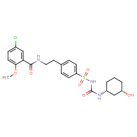 Chemical structure of 5-chloro-N-(2-{4-[({[(1R,3S)-3-hydroxycyclohexyl]carbamoyl}amino)sulfonyl]phenyl}ethyl)-2-methoxybenzamide - CSSB00159255402