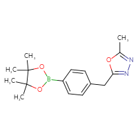 Chemical structure of 2-methyl-5-{[4-(4,4,5,5-tetramethyl-1,3,2-dioxaborolan-2-yl)phenyl]methyl}-1,3,4-oxadiazole - CSSB00010270276