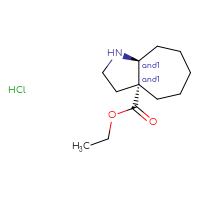 Chemical structure of rac-ethyl (3aR,8aS)-decahydrocyclohepta[b]pyrrole-3a-carboxylate hydrochloride - CSSB02125420565