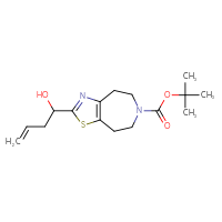 Chemical structure of tert-butyl 2-(1-hydroxybut-3-en-1-yl)-4H,5H,6H,7H,8H-[1,3]thiazolo[4,5-d]azepine-6-carboxylate - CSSB20776014098