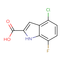 Chemical structure of 4-chloro-7-fluoro-1H-indole-2-carboxylic acid - CSSB00010704328