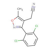 Chemical structure of 2-[3-(2,6-dichlorophenyl)-5-methyl-1,2-oxazol-4-yl]acetonitrile - CSSB00020625568