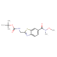 Chemical structure of tert-butyl N-({6-[methoxy(methyl)carbamoyl]-1,3-benzothiazol-2-yl}methyl)carbamate - CSSB15947028654