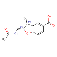 Chemical structure of rac-(2R,3S)-2-(acetamidomethyl)-3-methyl-2,3-dihydro-1-benzofuran-5-carboxylic acid - CSSB20620674451