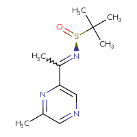 Chemical structure of (S)-2-methyl-N-[1-(6-methylpyrazin-2-yl)ethylidene]propane-2-sulfinamide - CSSB21332841006