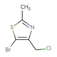 Chemical structure of 5-bromo-4-(chloromethyl)-2-methyl-1,3-thiazole - CSSB00009815424