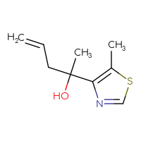 Chemical structure of 2-(5-methyl-1,3-thiazol-4-yl)pent-4-en-2-ol - CSSB06358826884