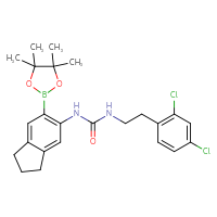 Chemical structure of 1-[2-(2,4-dichlorophenyl)ethyl]-3-[6-(4,4,5,5-tetramethyl-1,3,2-dioxaborolan-2-yl)-2,3-dihydro-1H-inden-5-yl]urea - CSSB21332137137