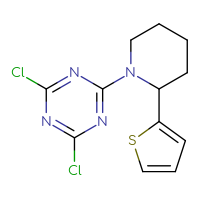 Chemical structure of 2,4-dichloro-6-[2-(thiophen-2-yl)piperidin-1-yl]-1,3,5-triazine - CSSB02214512519