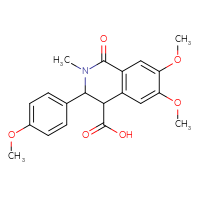 Chemical structure of 6,7-dimethoxy-3-(4-methoxyphenyl)-2-methyl-1-oxo-1,2,3,4-tetrahydroisoquinoline-4-carboxylic acid - CSSB21381578488