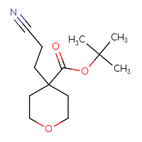 Chemical structure of tert-butyl 4-(2-cyanoethyl)oxane-4-carboxylate - CSSB20501958111