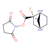 Chemical structure of rac-2,5-dioxopyrrolidin-1-yl (1R,2S,4S)-2-fluorobicyclo[2.2.1]heptane-2-carboxylate - CSSB20620684910