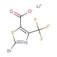 Chemical structure of lithium(1+) 2-bromo-4-(trifluoromethyl)-1,3-thiazole-5-carboxylate - CSSB00020588546