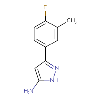 Chemical structure of 3-(4-fluoro-3-methylphenyl)-1H-pyrazol-5-amine - CSSB00102696896