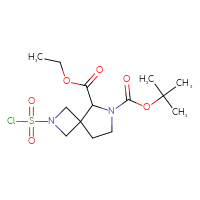Chemical structure of 6-tert-butyl 5-ethyl 2-(chlorosulfonyl)-2,6-diazaspiro[3.4]octane-5,6-dicarboxylate - CSSB21224774339