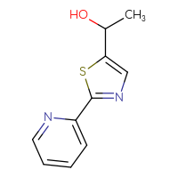 Chemical structure of 1-[2-(pyridin-2-yl)-1,3-thiazol-5-yl]ethan-1-ol - CSSB00011720932