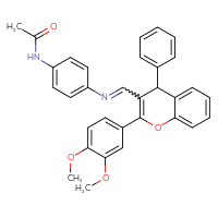 Chemical structure of N-[4-({[2-(3,4-dimethoxyphenyl)-4-phenyl-4H-chromen-3-yl]methylidene}amino)phenyl]acetamide - CSSB00121731025