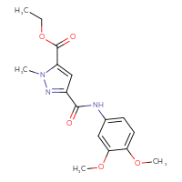 Chemical structure of ethyl 3-[(3,4-dimethoxyphenyl)carbamoyl]-1-methyl-1H-pyrazole-5-carboxylate - CSSB00121618914