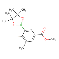 Chemical structure of methyl 4-fluoro-3-methyl-5-(4,4,5,5-tetramethyl-1,3,2-dioxaborolan-2-yl)benzoate - CSSB00010091596